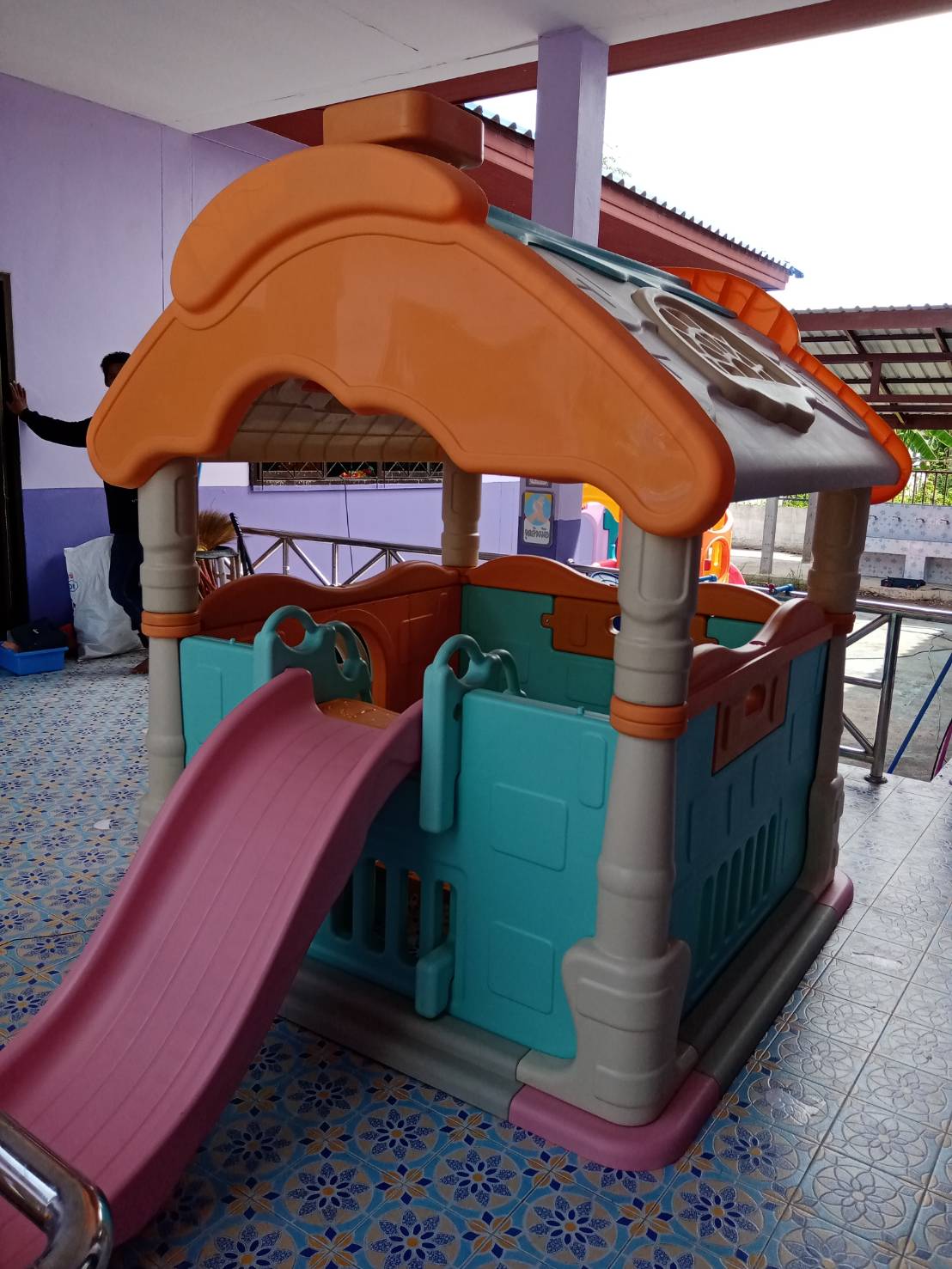 บ้านพาสเทลกระดานลื่น บ้านของเล่นเสริมพัฒนาการเด็ก