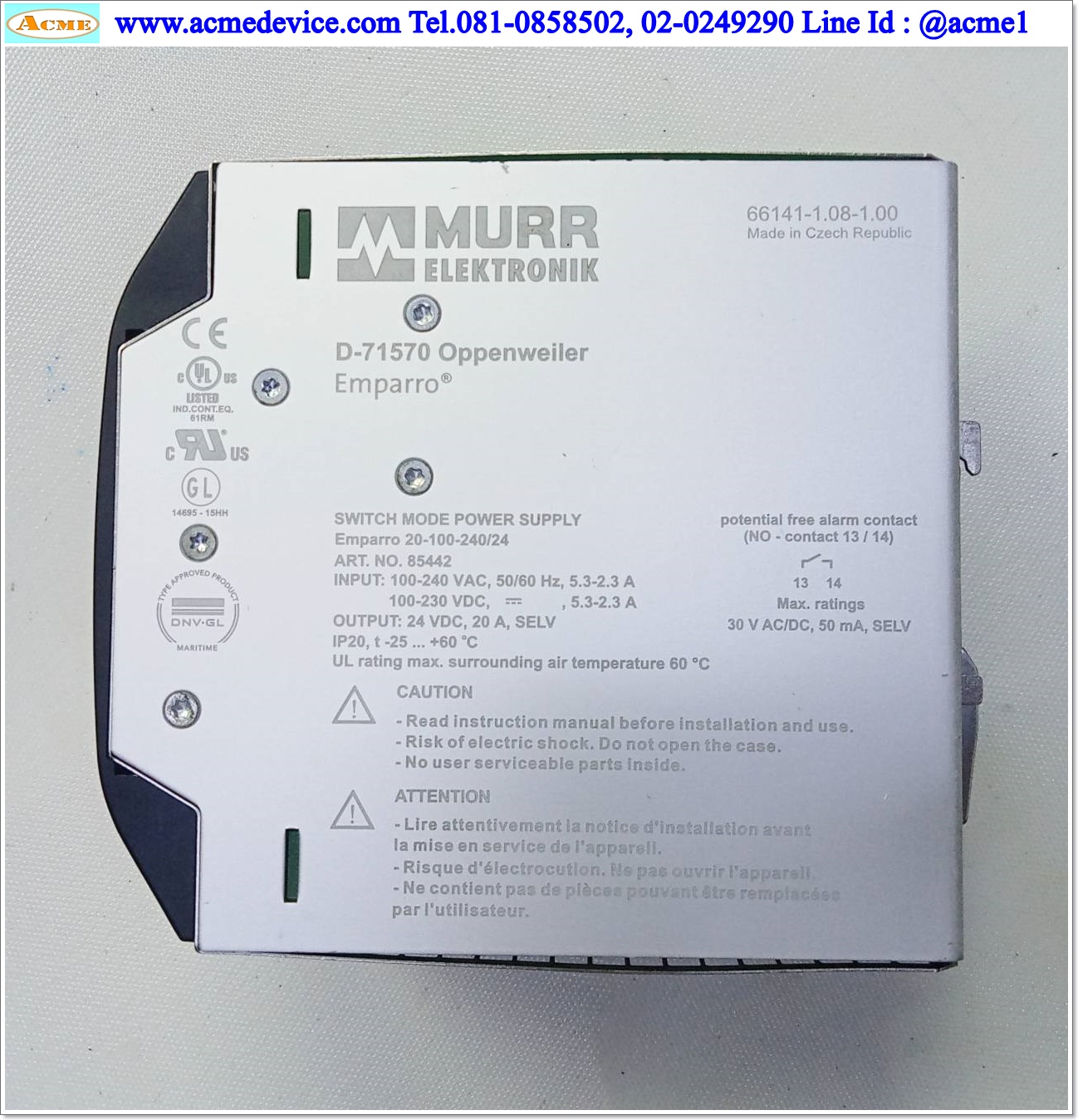 Power Supply Murrelektronik รุ่น Emparro 20-100-240/24, Output 24Vdc, 20A, 480W