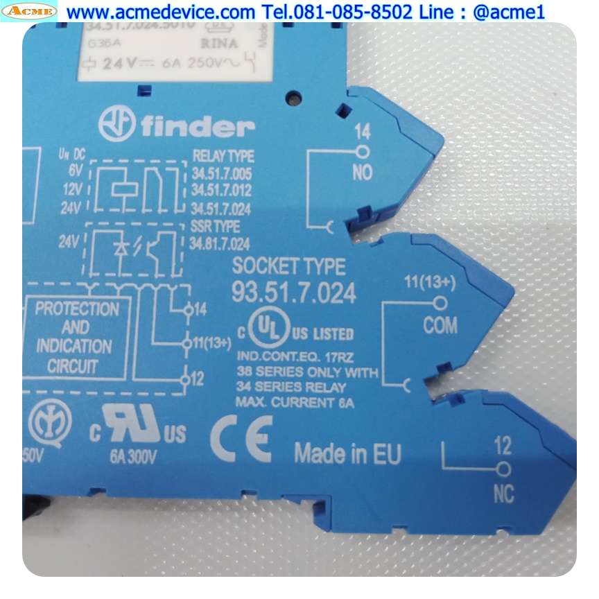 Relay Finder รุ่น 34.51.7.024.5010, Coil 24V DC, Contact 6A & Rocket