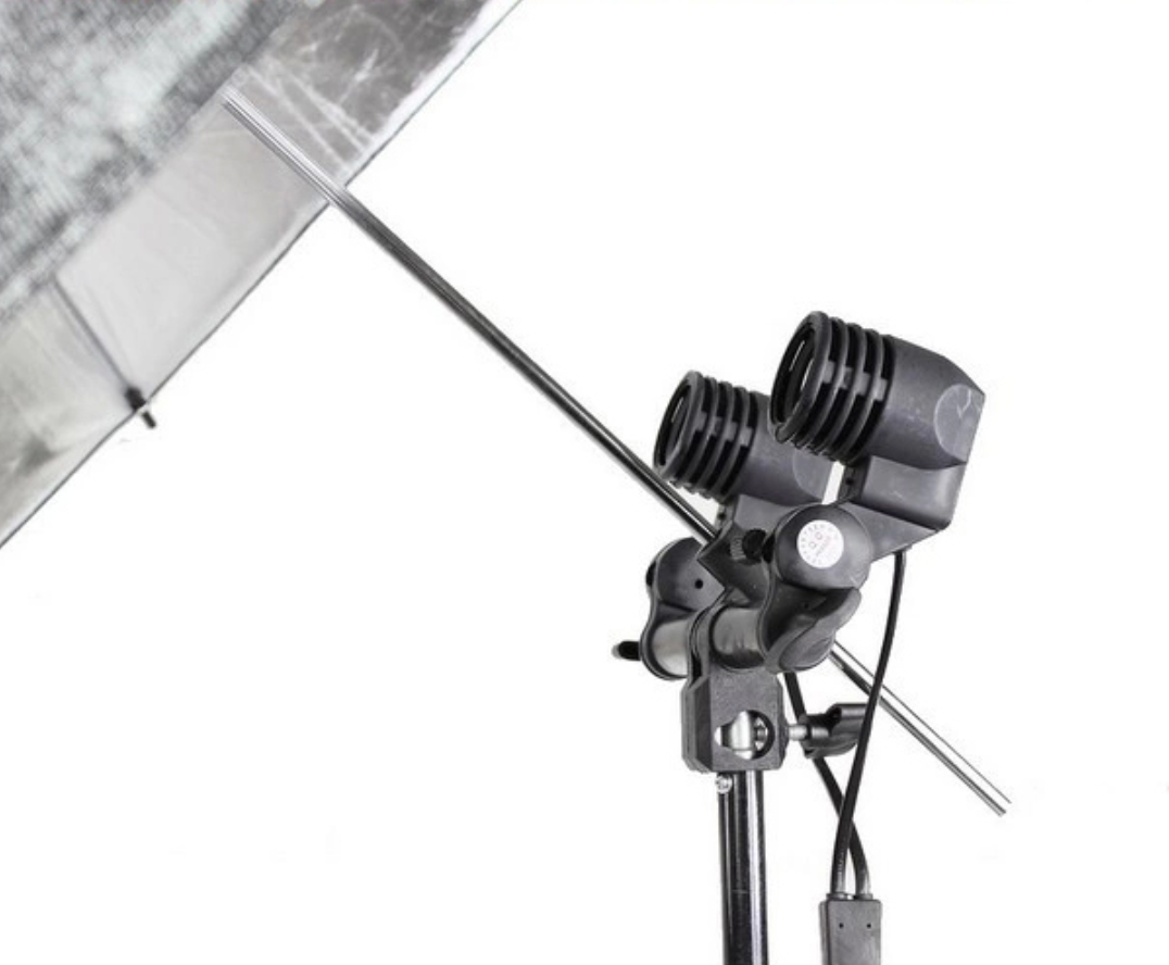 หัวใส่หลอดไฟถ่ายภาพแบบ2in1 (ขั้วE27) สำหรับใช้กับขาตั้งแฟลชหรือขาตั้งไฟสตูดิโอ