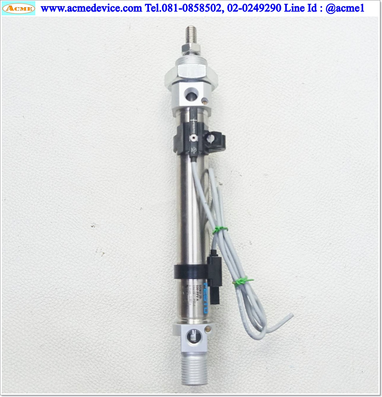 Air Cylinder Festo รุ่น DSNU-20-100-PPV-A + SME-8M-ZS-24V-K-0.3-M8D, Bore 20 mm., Stroke 100 mm.