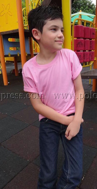 เสื้อยืดเด็ก สีชมพูอ่อน คอกลม แขนสั้น Size XL