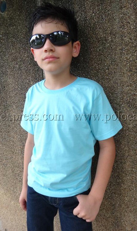 เสื้อยืดเด็ก สีฟ้าอ่อน คอกลม แขนสั้น Size L