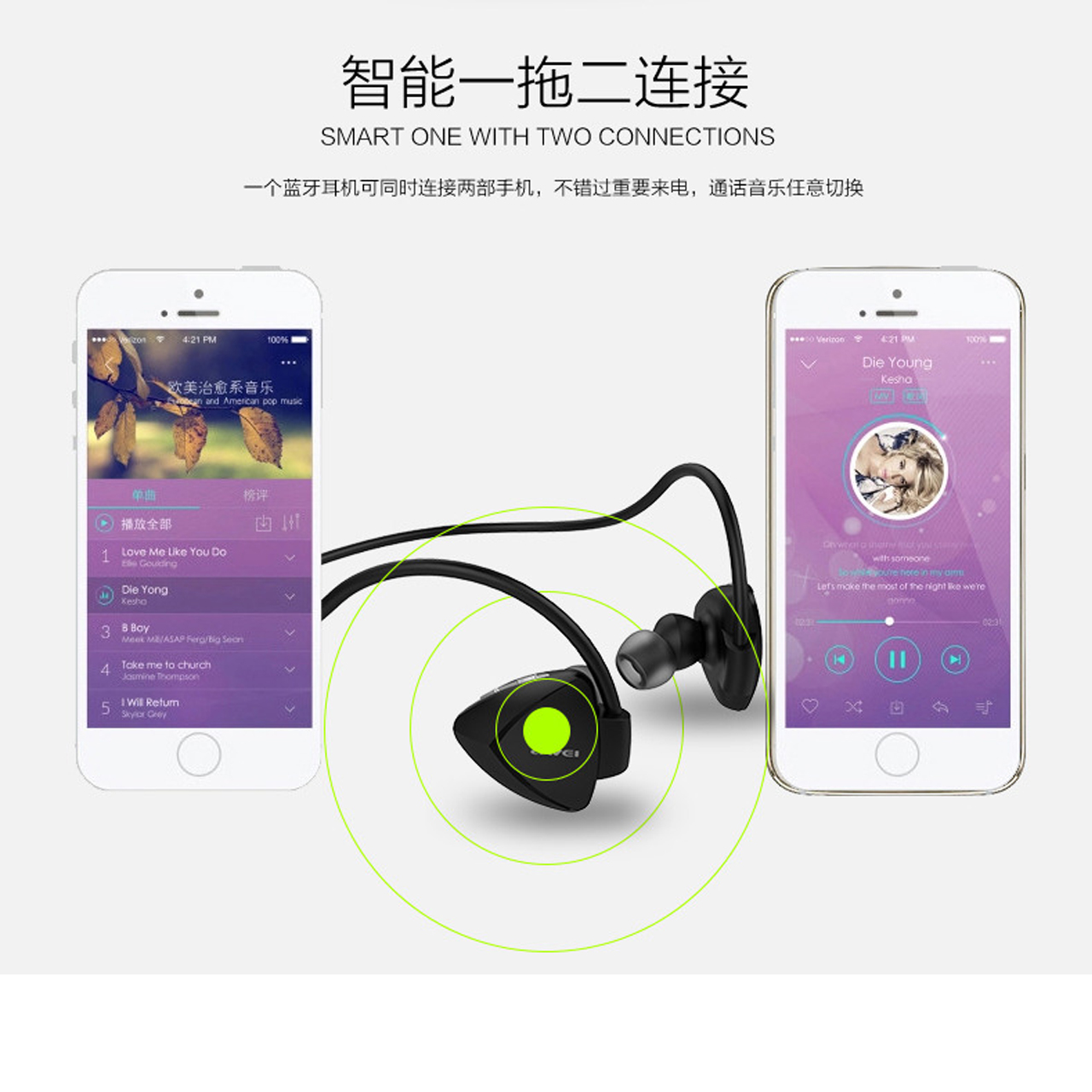 หูฟังบลูทูธ Awei A840BL สีดำ