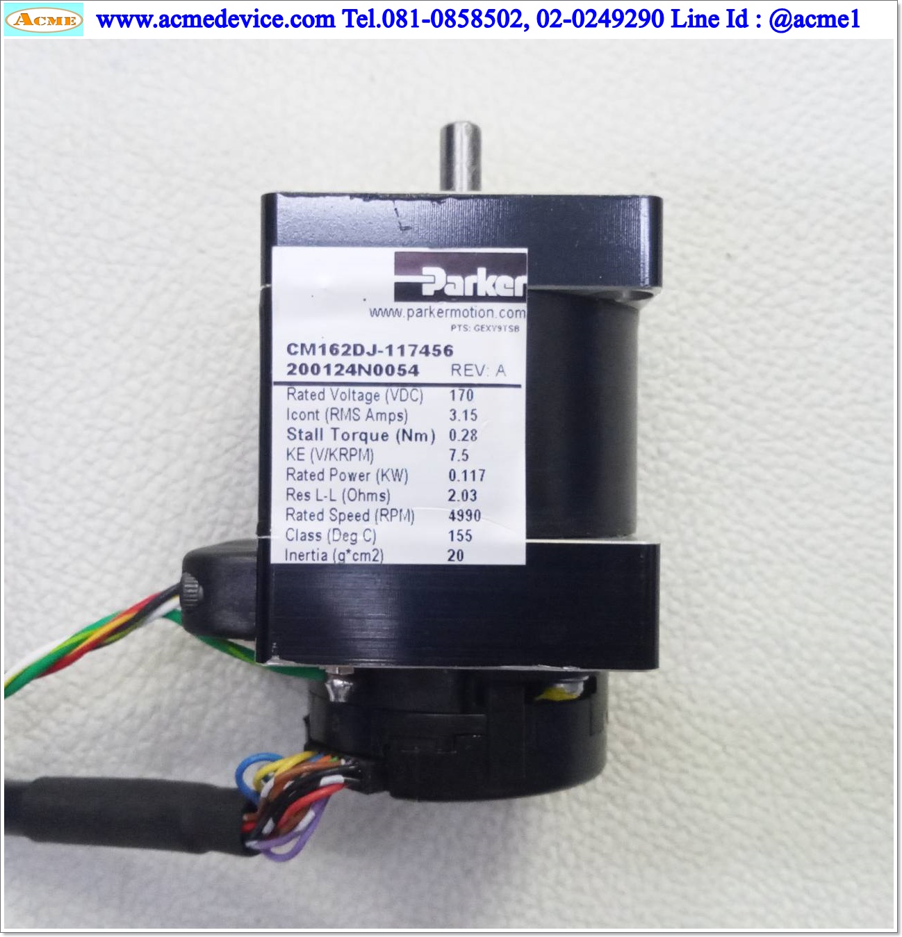 Servo Motor Parker รุ่น CM162DJ-117456, 3.15A, Torque 0.28 Nm
