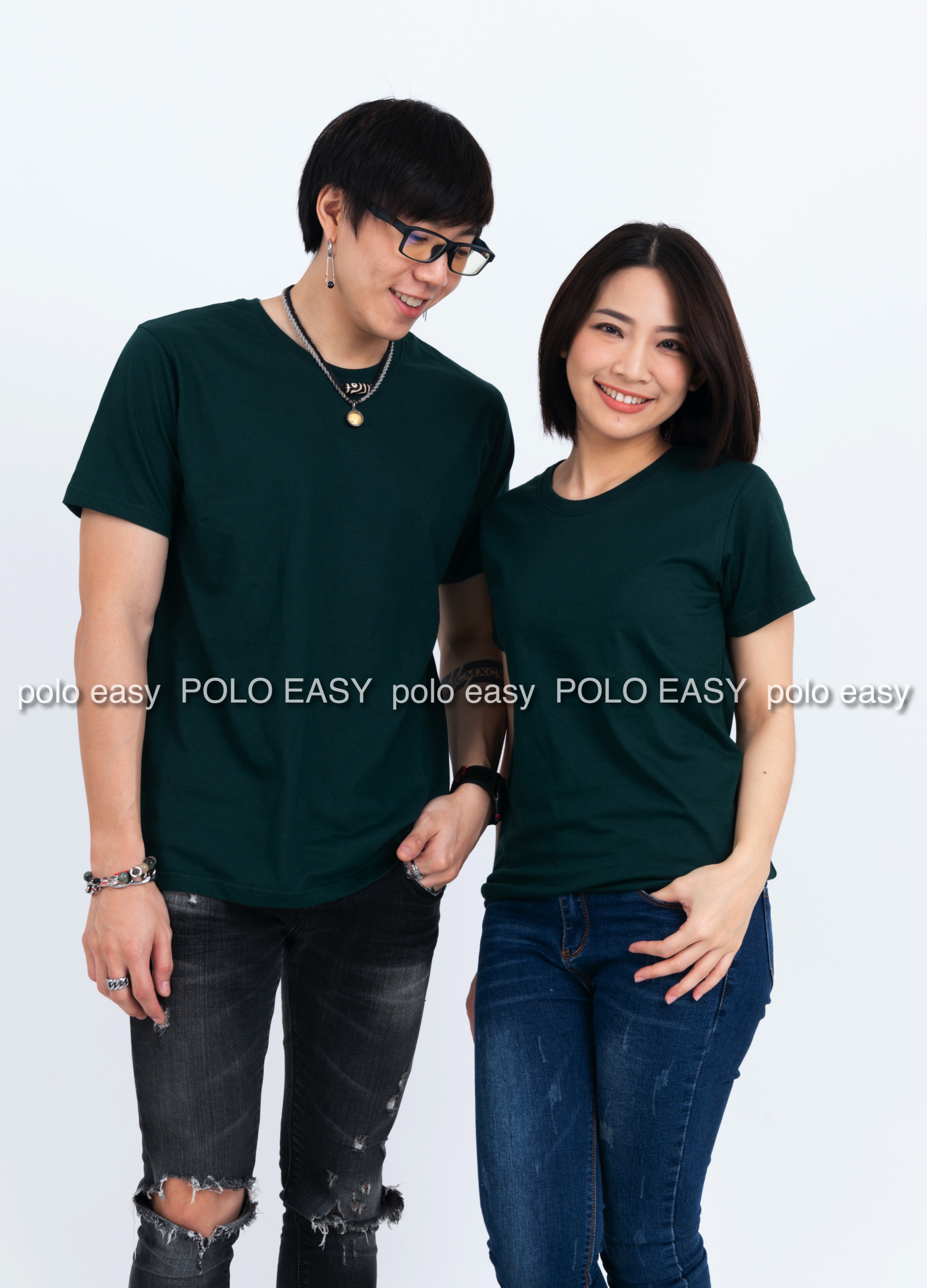 3XL เสื้อยืด สีเขียวหัวเป็ด คอกลม แขนสั้น Size 3XL