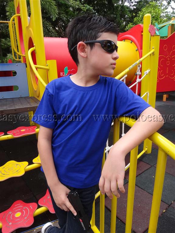 เสื้อยืดเด็ก สีน้ำเงิน คอกลม แขนสั้น Size L