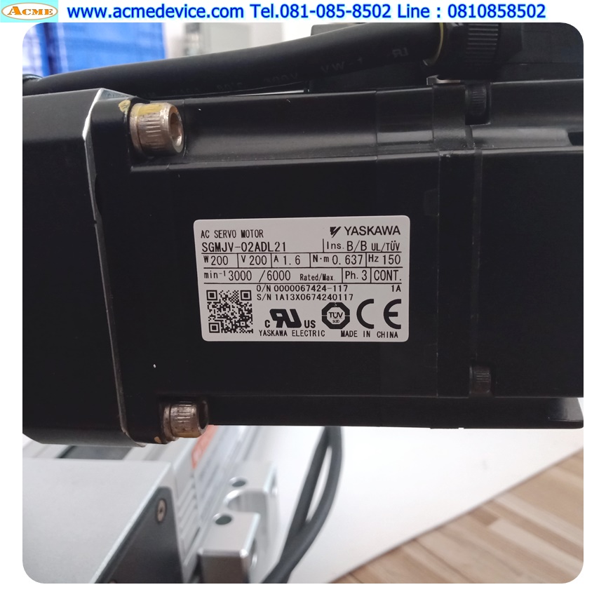 Servo Drive Yaskawa รุ่น SGDV-1R6A01B002000 + SGMJV-02ADL21, 200W & PGX62-H-5ชุดแกนสำเร็จรูป TPC, ขนาด 60 mm. x 1230 mm. x 185 mm., Stroke 963 mm