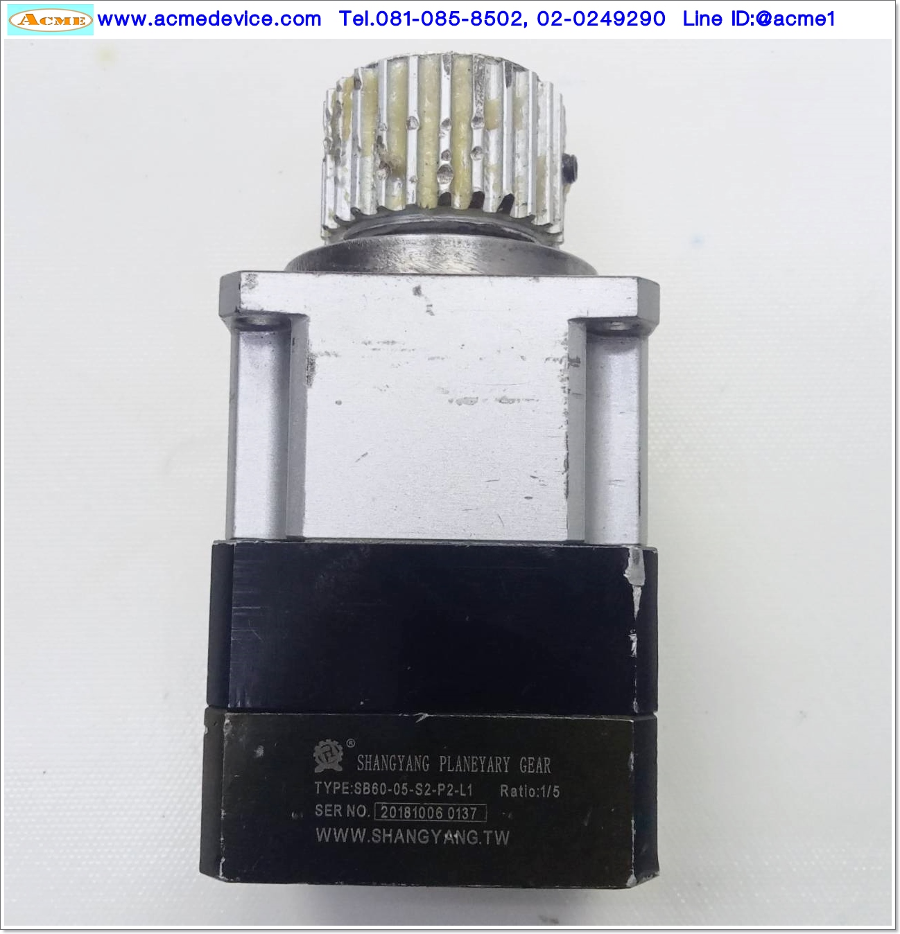 Gear Head Shangyang รุ่น SB60-05-S2-P2-L1, Ratio 5:1, (เพลาเข้า 14 mm., ออก 16 mm.), for 200W, 400W