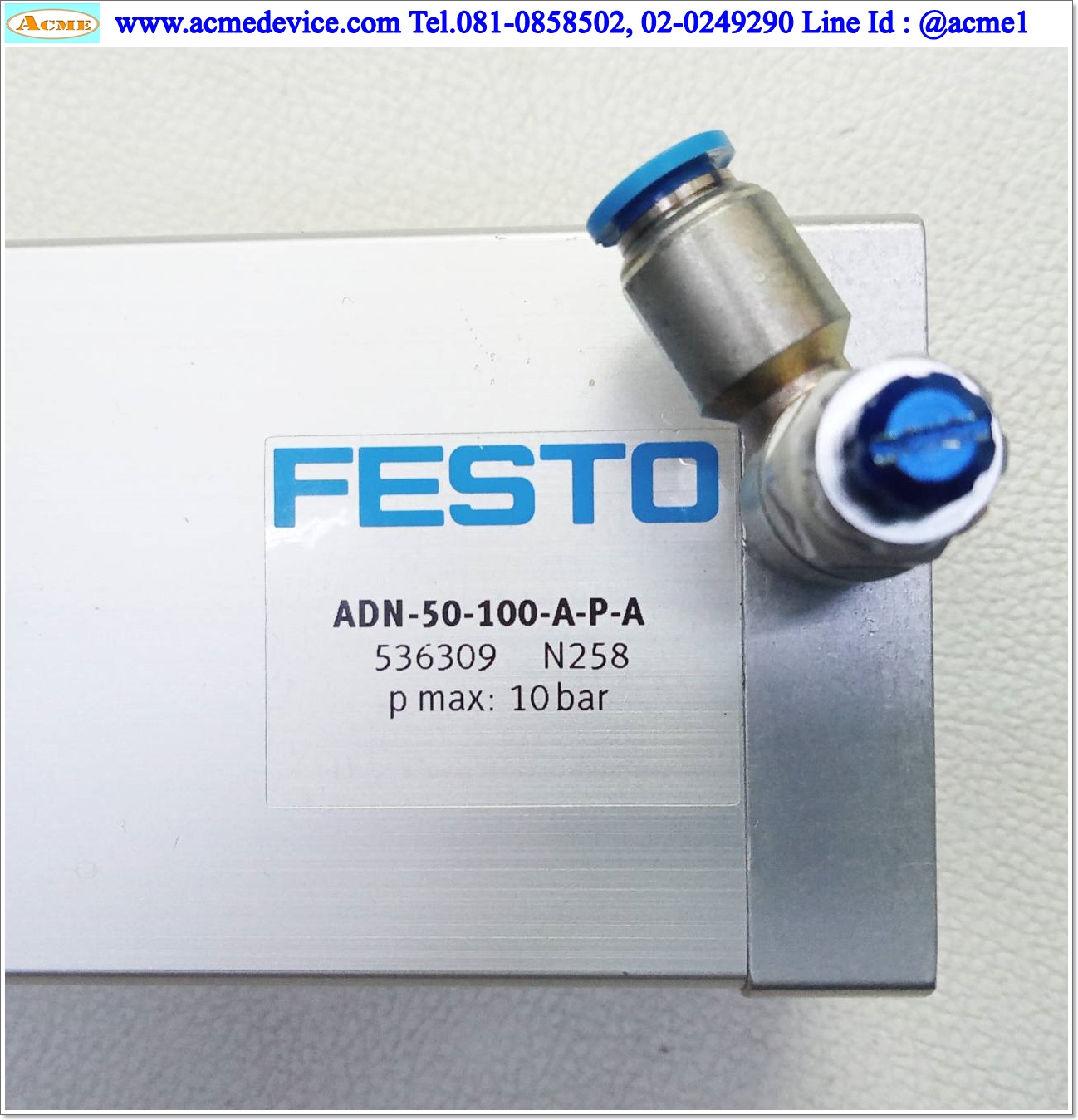 Air Cylinder Festo รุ่น ADN-50-100-A-P-A, Bore 50 mm., Stroke 100 mm.