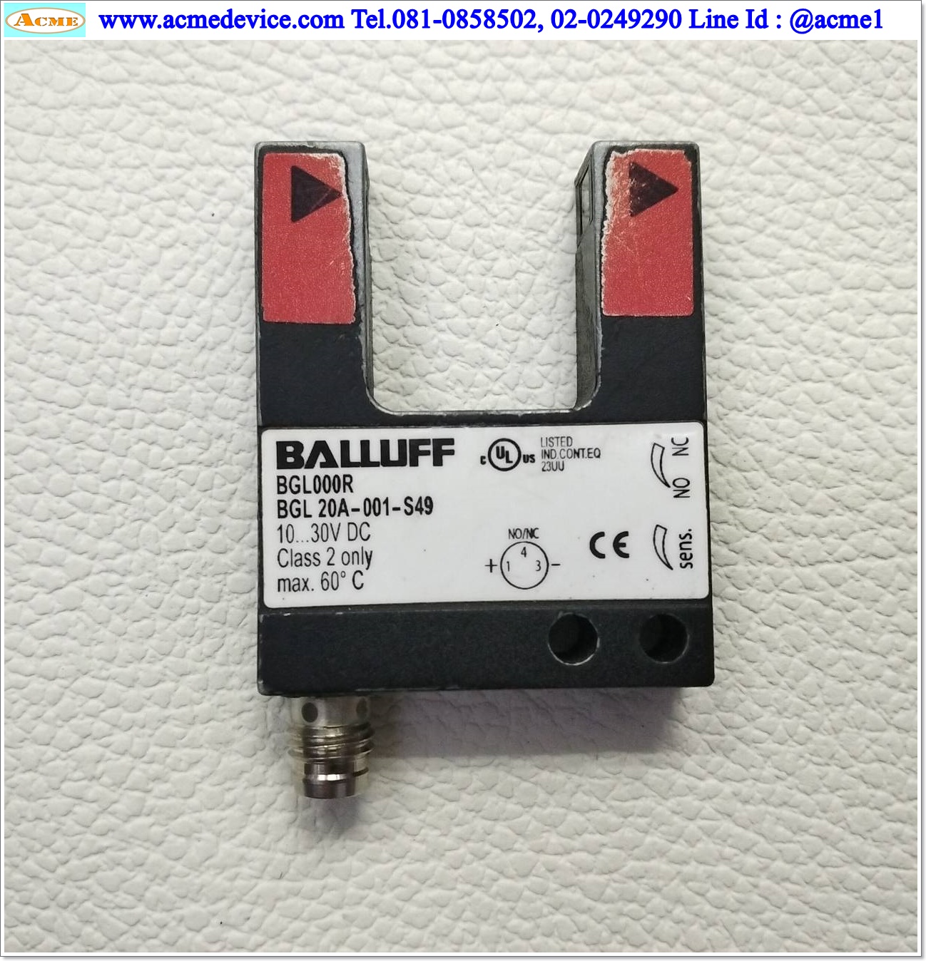 Photoelectric Balluff รุ่น BGL 20A-001-S49, BGL000R, ระยะ 20 mm., PNP, NO/NC