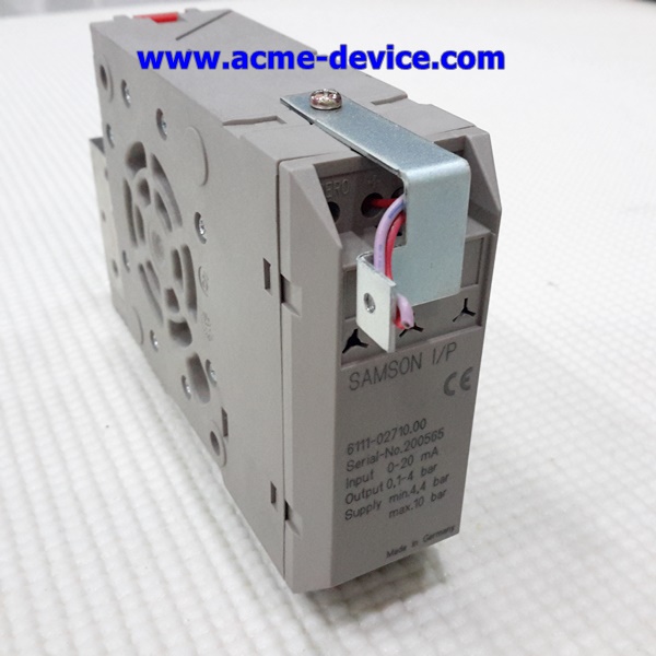 Regulator SAMSON รุ่น 6111-02710.00, Modules SAMSON I/P, Input 0 to 20 mA, Output 0.1 to 4 bar, Supply air 0.4 to 10 bar