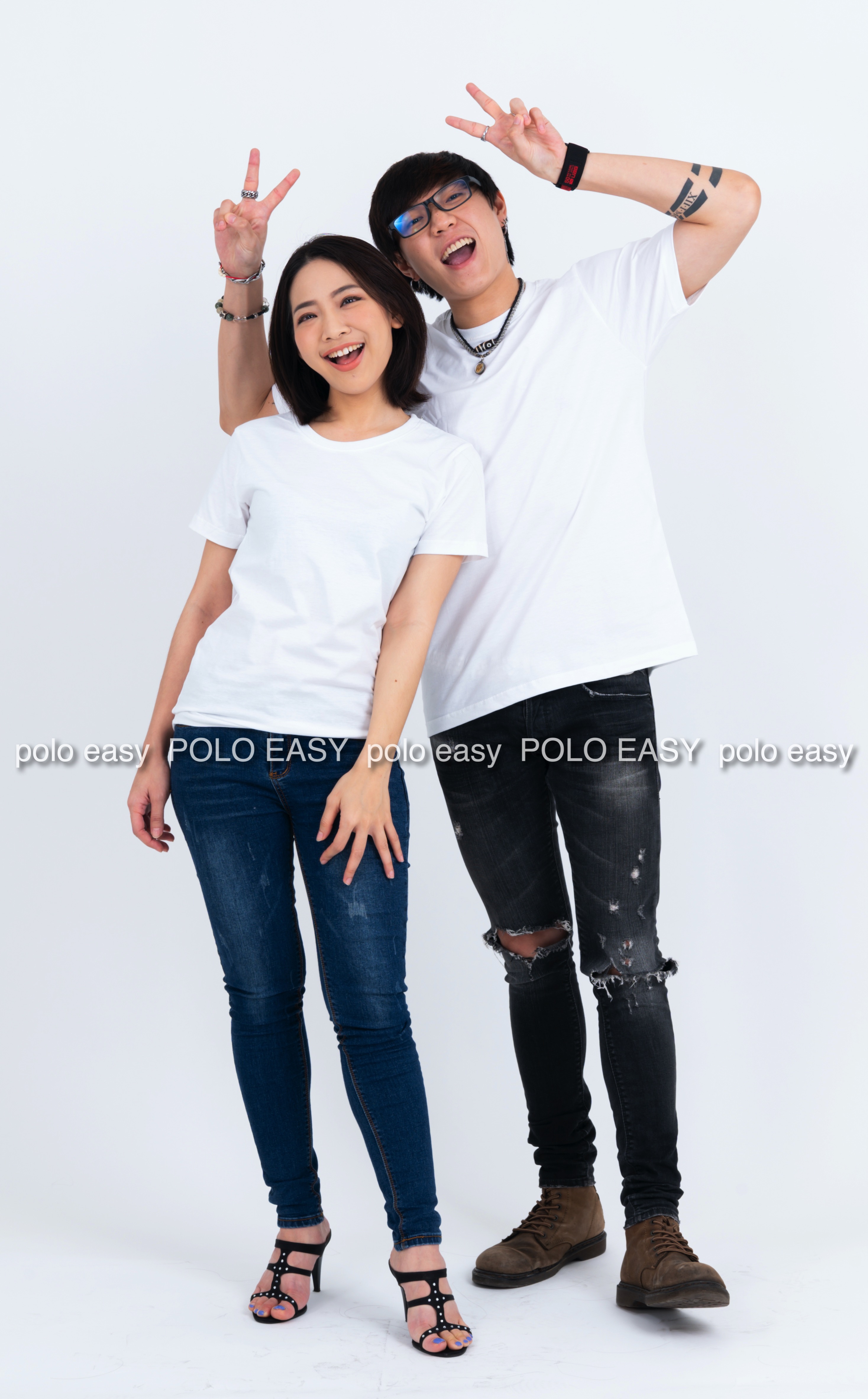 2XL เสื้อยืด สีขาว คอกลม แขนสั้น Size 2XL