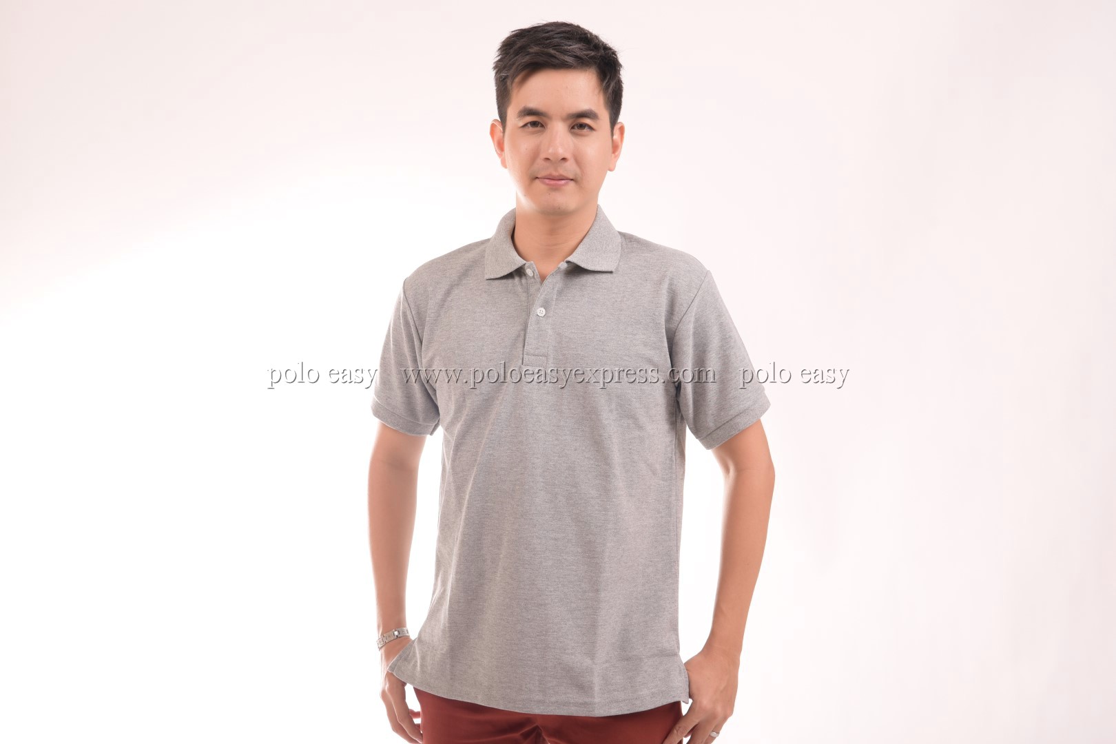 เสื้อโปโล สีเทาท็อปดาย TK Premium แขนสั้น ทรงตรง Size M