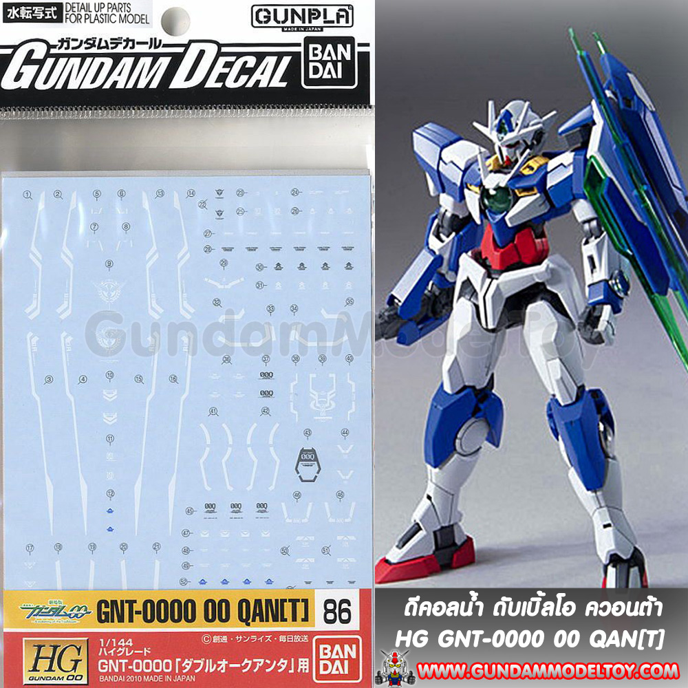 BANDAI GUNDAM DECAL HG 00 QAN[T] ดีคอลน้ำ ดับเบิ้ลโอ ควอนต้า