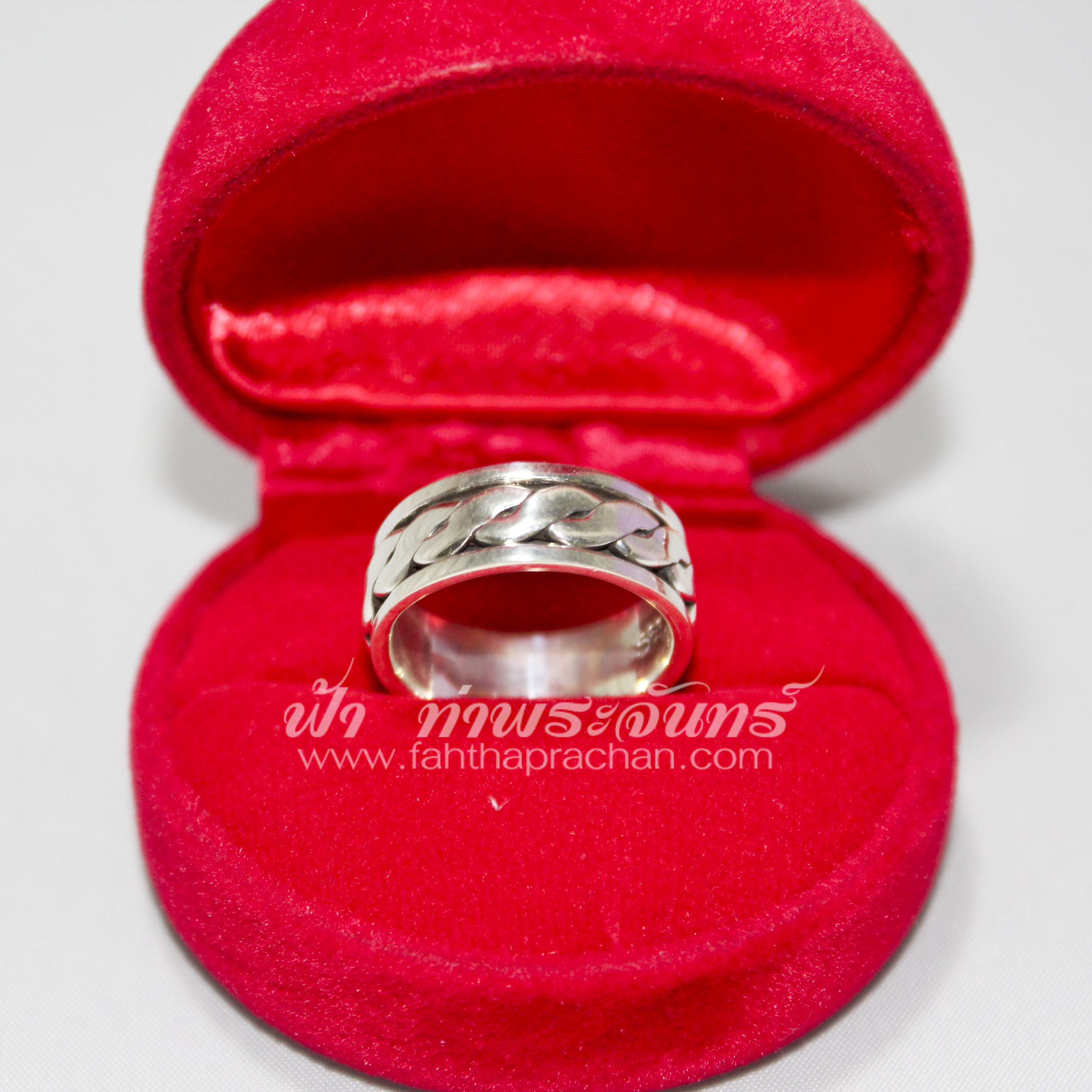 แหวนเงิน ลายเปีย ตรงกลางหมุนได้