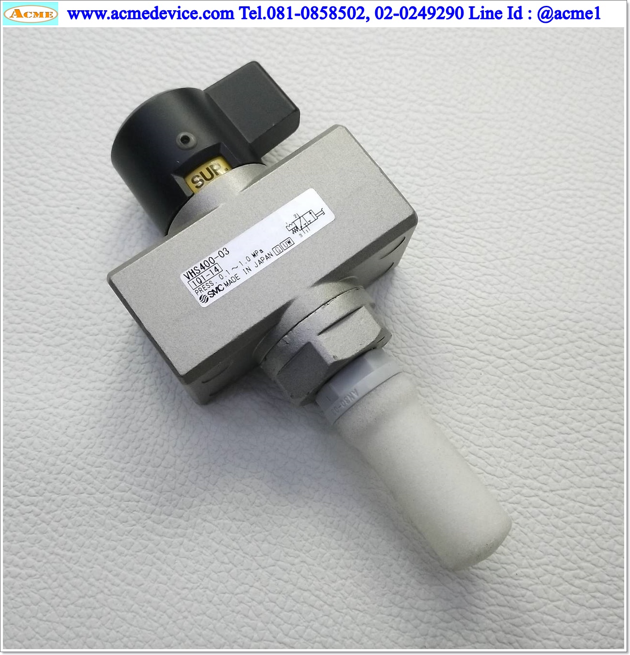 Hand Valve SMC รุ่น VHS400-03, 0.1-1.0MPa, วาล์วปล่อยความด้านค้าง 3 พอร์ต