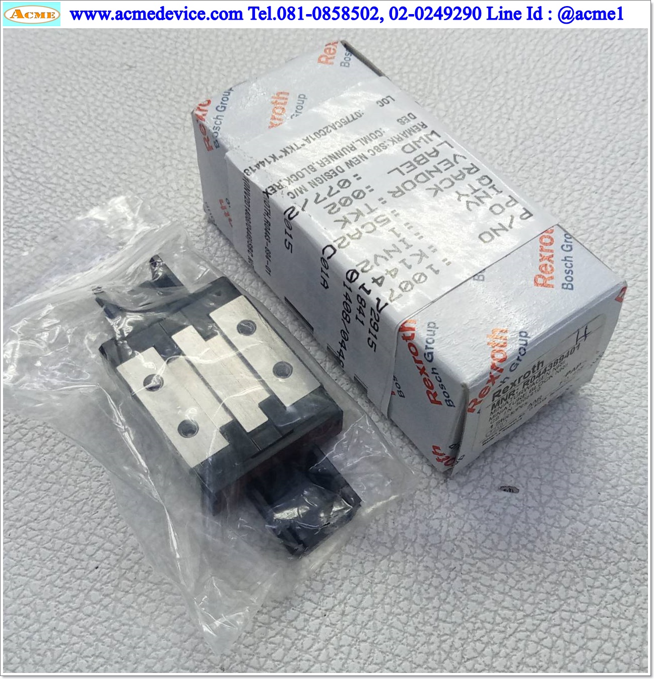 Linear Block Rexroth รุ่น R044389401, ขนาด 9 mm x 39 mm.