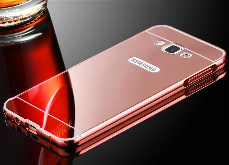 เคส A8 A8000 กรอบอลูมิเนียม+ฝาหลังอะคริลิค สะท้อน (สีทอง/เงิน/ดำ/ชมพู)