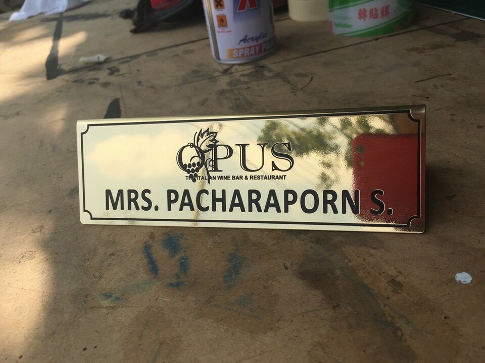 ป้ายทองเหลืองกัดกรด ร้านอาหารอิตาเลียน #MRS.PACHARAPORN