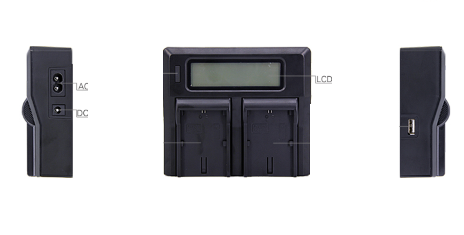 แท่นชาร์จแบตเตอรี่แบบคู่ ยี่ห้อRuibo สำหรับแบต NP-F570,NP-F770,NP-F970,NP-FM50 ราคาถูก