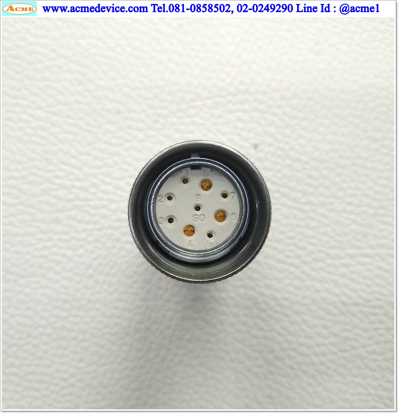 Connector CONINVERS รุ่น RC Series, M23, 9(6+3) Pin,1mm x6, 2mm x3, 8/20A, 150Vac, Solder, (ตัวรับตัวผู้)