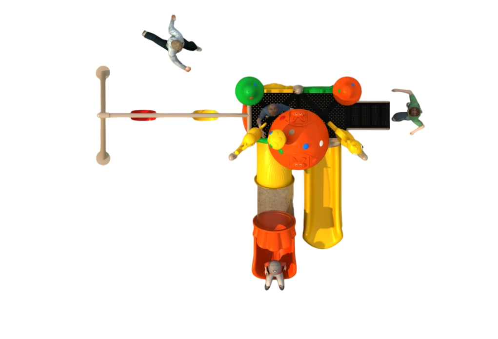 เครื่องเล่นสนามสไลเดอร์ชิงช้า เครื่องเล่นชุด Funny Mushroom & Swing