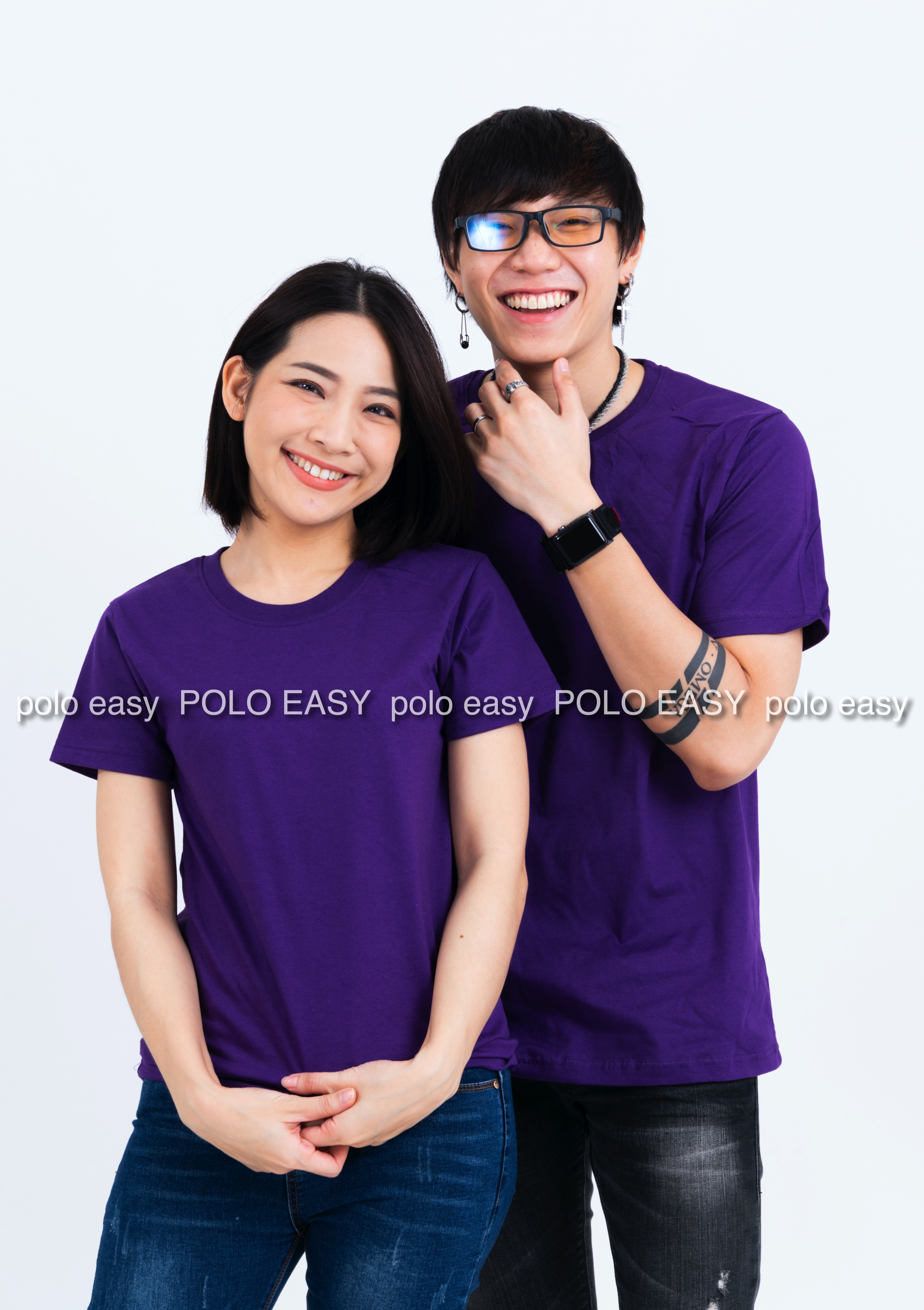 4XL เสื้อยืด สีม่วงเข้ม คอกลม แขนสั้น Size 4XL