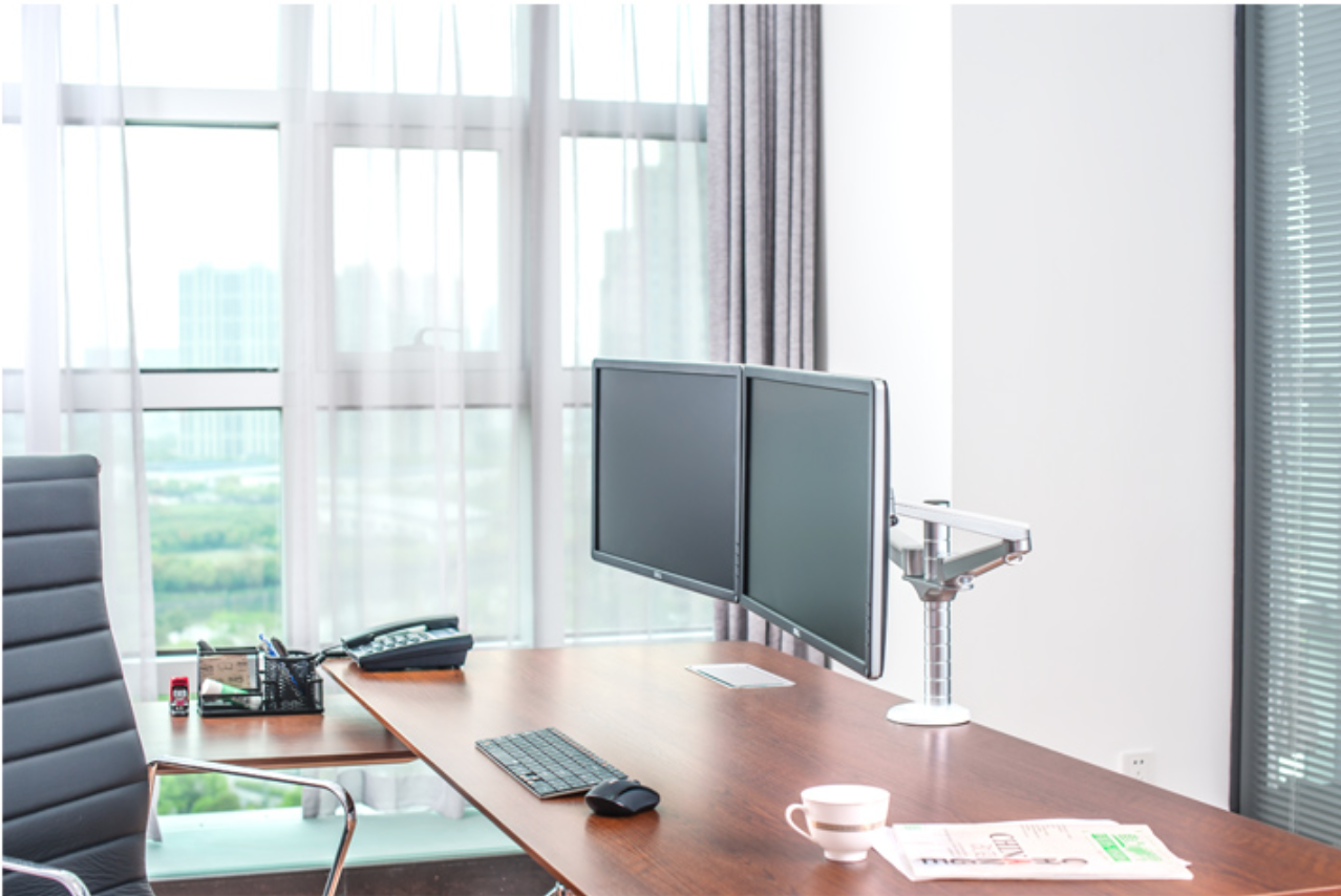 ขาตั้งจอคอมพิวเตอร์สำหรับ 2 จอ วัสดุอลูมิเนียม แข็งแรง ราคาถูก
