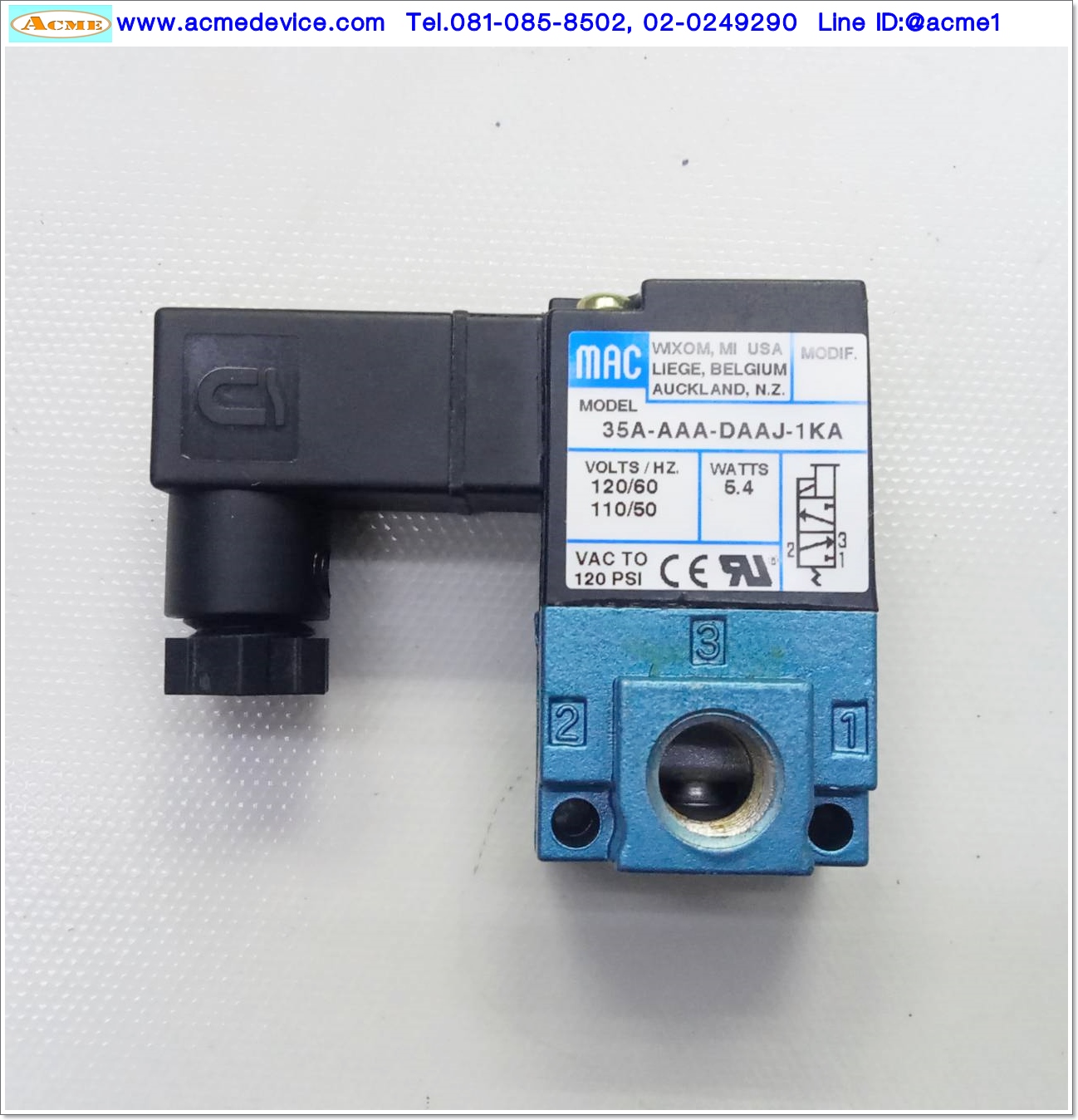 Solenoid Valve MAC รุ่น 35A-AAA-DAAJ-1KA, 3/2, 110/120Vac