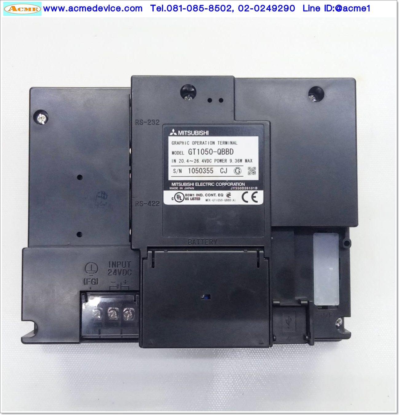 HMI Touch Screen Mitsubishi รุ่น GT1050-QBBD, 5.7", 24Vdc monochrome (white/blue)