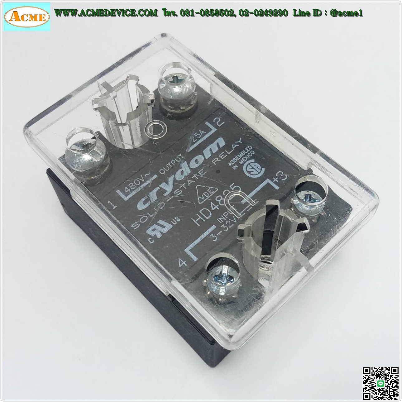 Solid State Relay CRYDOM รุุ่น HD4825, Input 3 to 32 Vdc, Output 480Vac 25A
