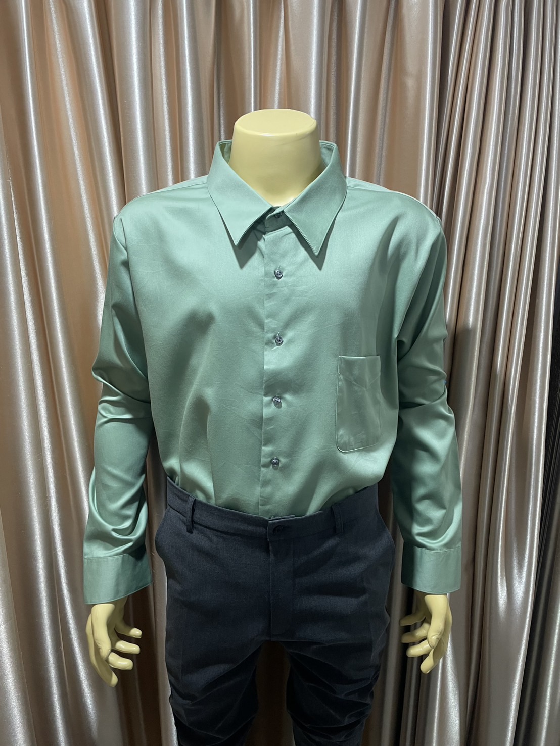 เสื้อเชิตแขนยาวสีเขียว 5XL (AU)