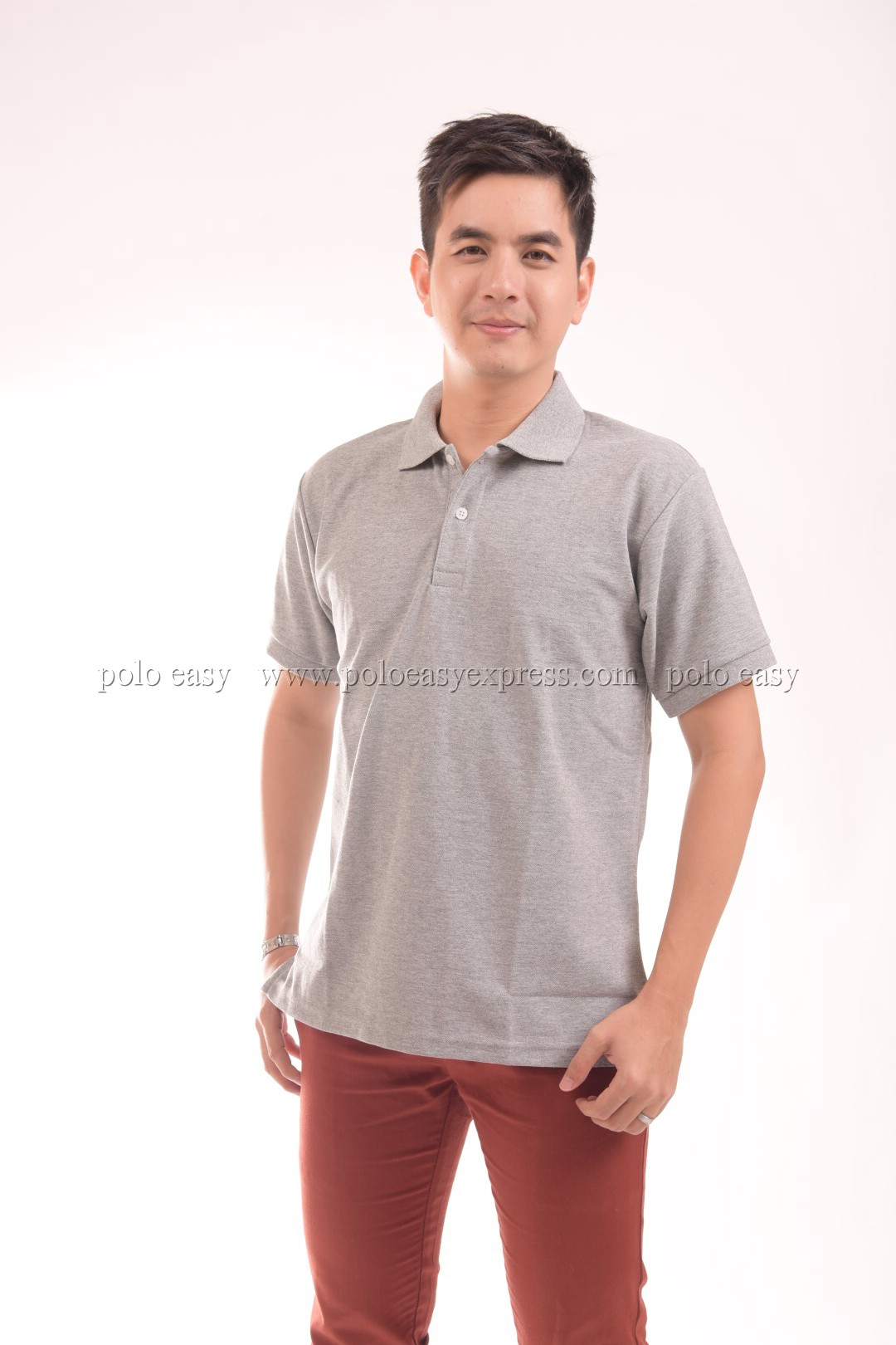 เสื้อโปโล สีเทาท็อปดาย TK Premium แขนสั้น ทรงตรง Size 4XL