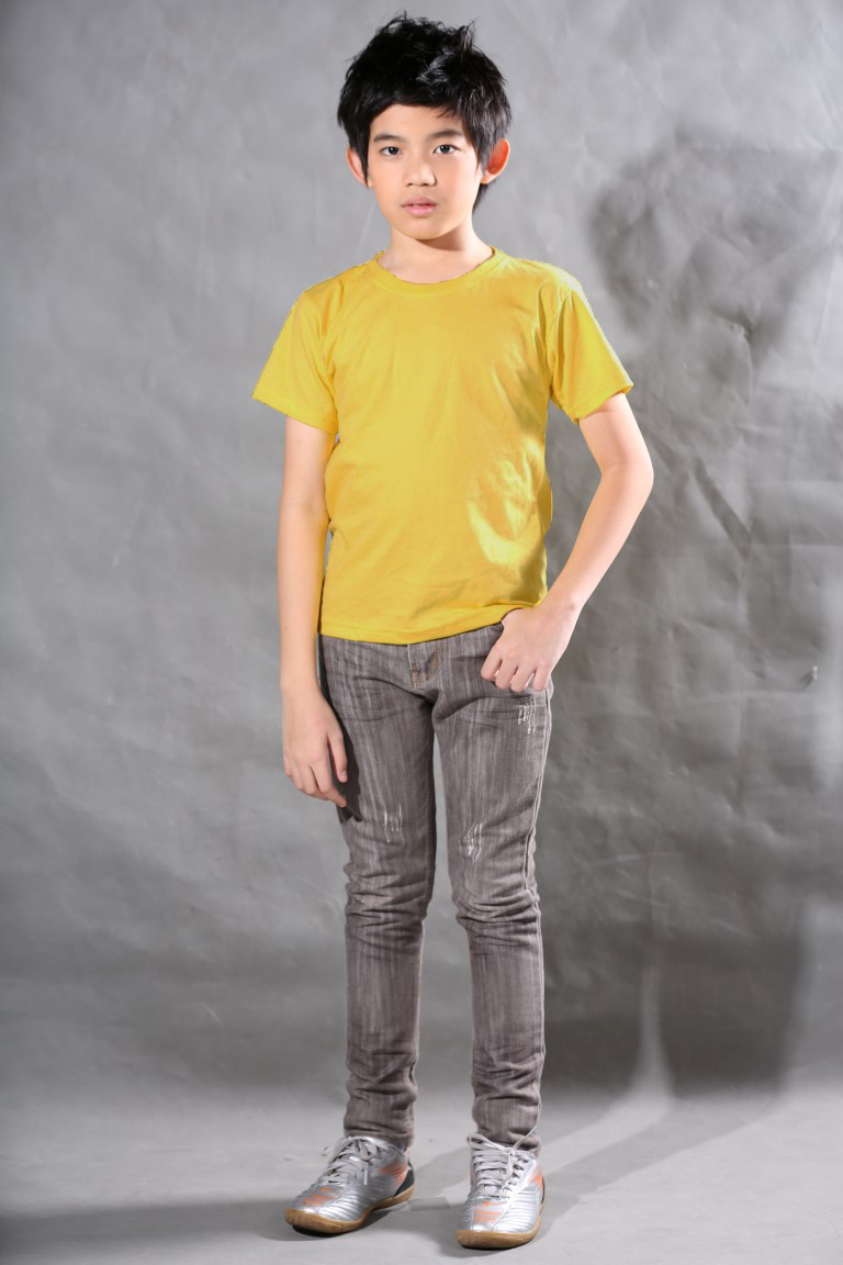 เสื้อยืดเด็ก สีเหลืองมัสตาร์ด คอกลม แขนสั้น Size 2XL