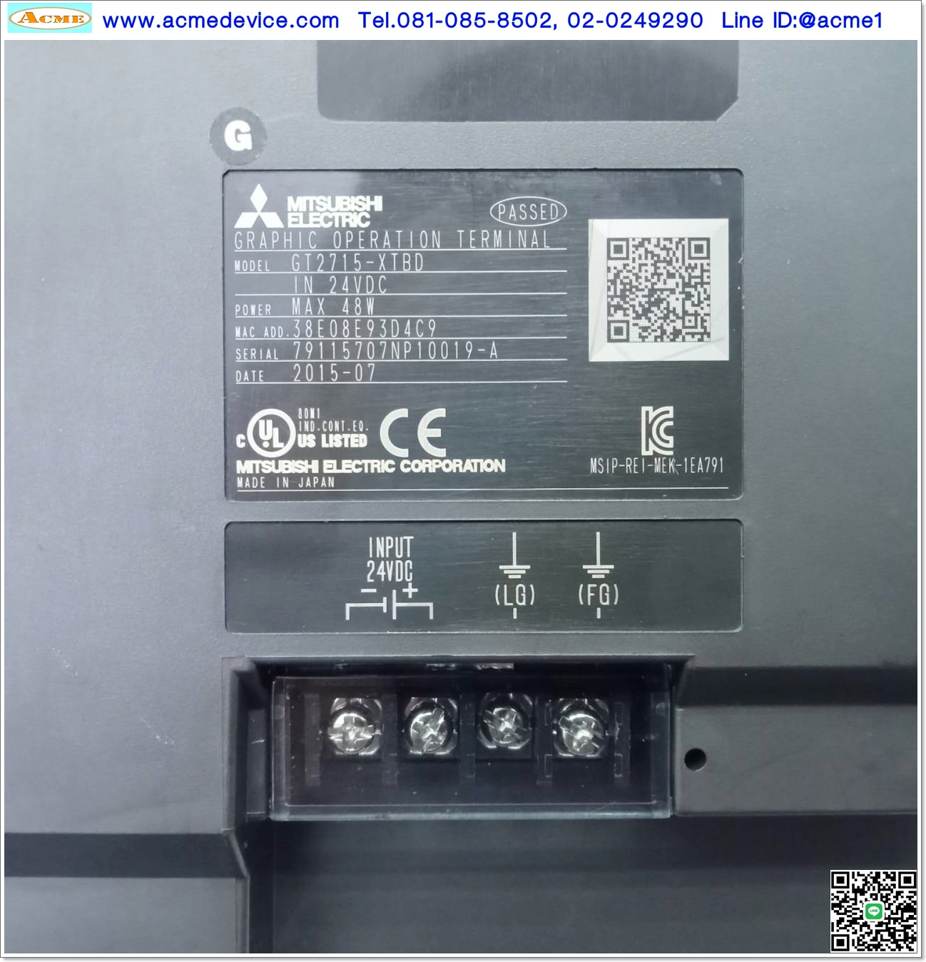 HMI Touch Screen Mitsubishi รุ่น GT2715-XTB, GT27-IF1000, GT16M-R2-Z, 15", 24Vdc