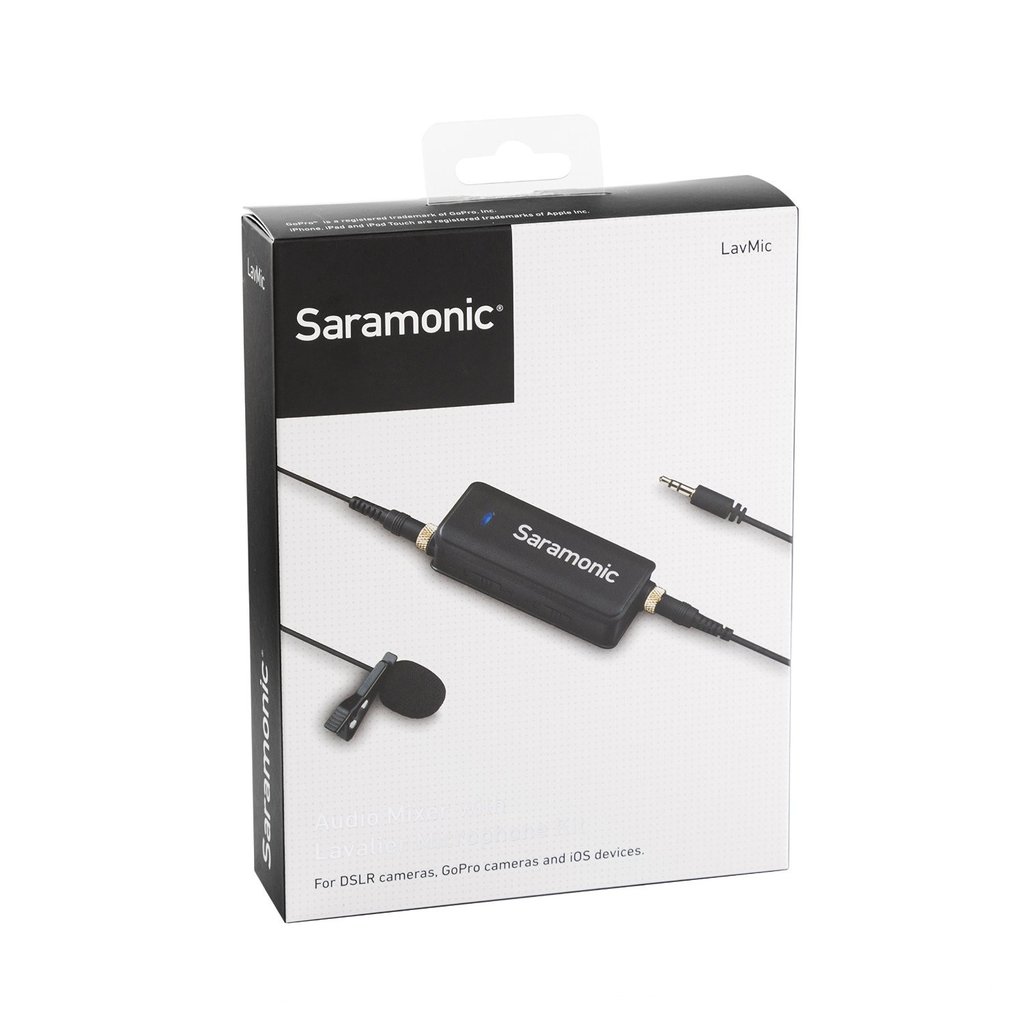 Saramonic LavMic - Premium Lavalier Microphone with 2-Channel Audio Mixer and Outputs for iPhoneAndroid Smartphones, GoPro, DSLR Cameras, Camcorders & Portable Recorders รับประกันศูนย์ไทย 1 ปี