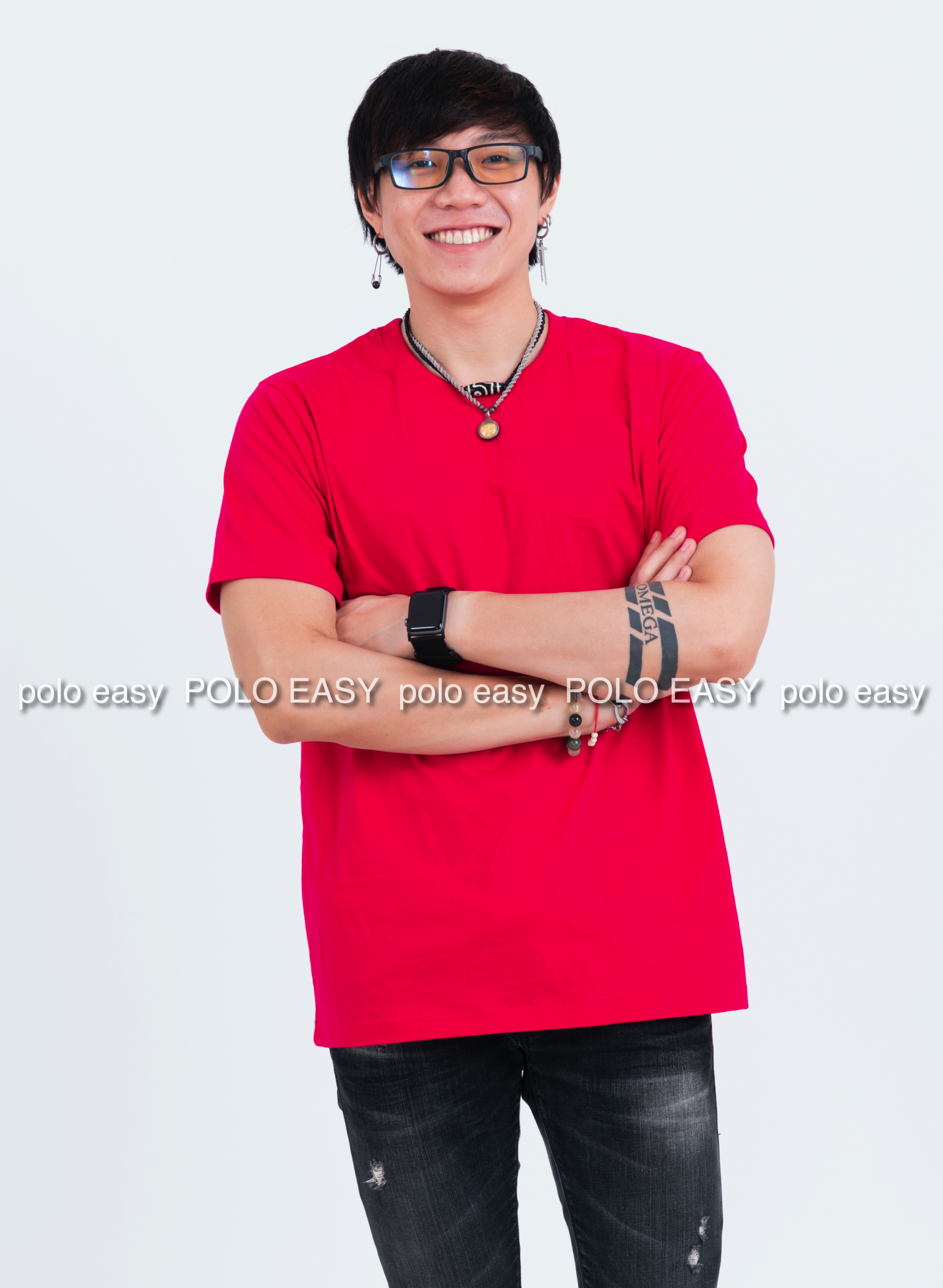XL เสื้อยืด สีชมพูบานเย็น คอกลม แขนสั้น Size XL