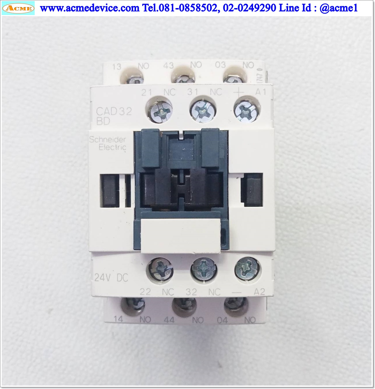 Control Relay Schneider รุ่น CAD32BD + LADN40C, 10A, Coil 24Vdc (หน้าขาว)