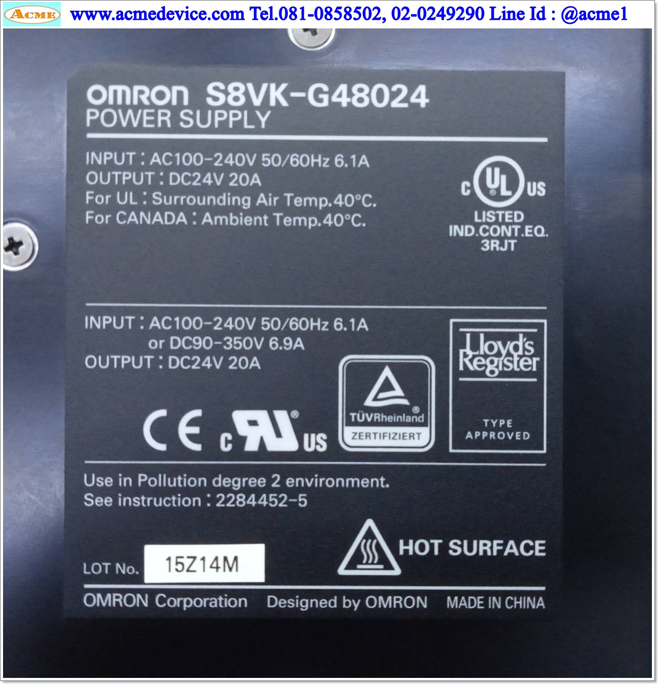 Power Supply Omron รุ่น S8VK-G48024, Output 24V, 20A, 480W