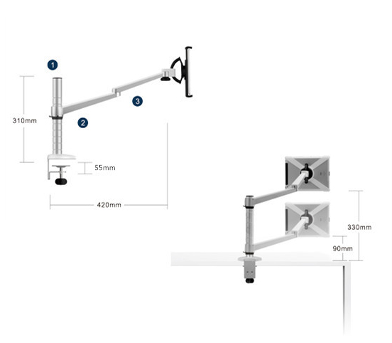 แขนยึดจับมือถือ แท็บเล็ต 12.9" แบบยึดขอบโต๊ะ แข็งแรงทนทาน (รุ่น OA-2S B)