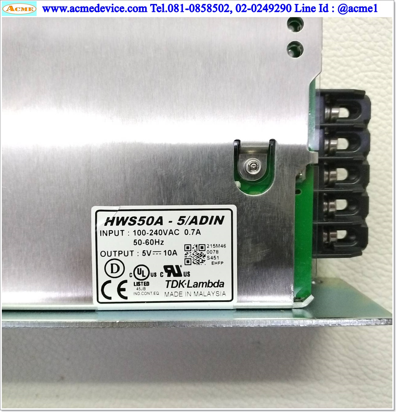 Power Supply TDK รุ่น HWS50A-5/ADIN, Output 5V, 10A, 50W
