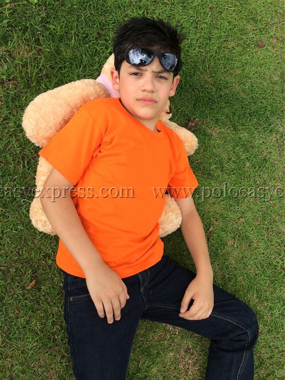 เสื้อยืดเด็ก สีส้ม คอกลม แขนสั้น Size XL