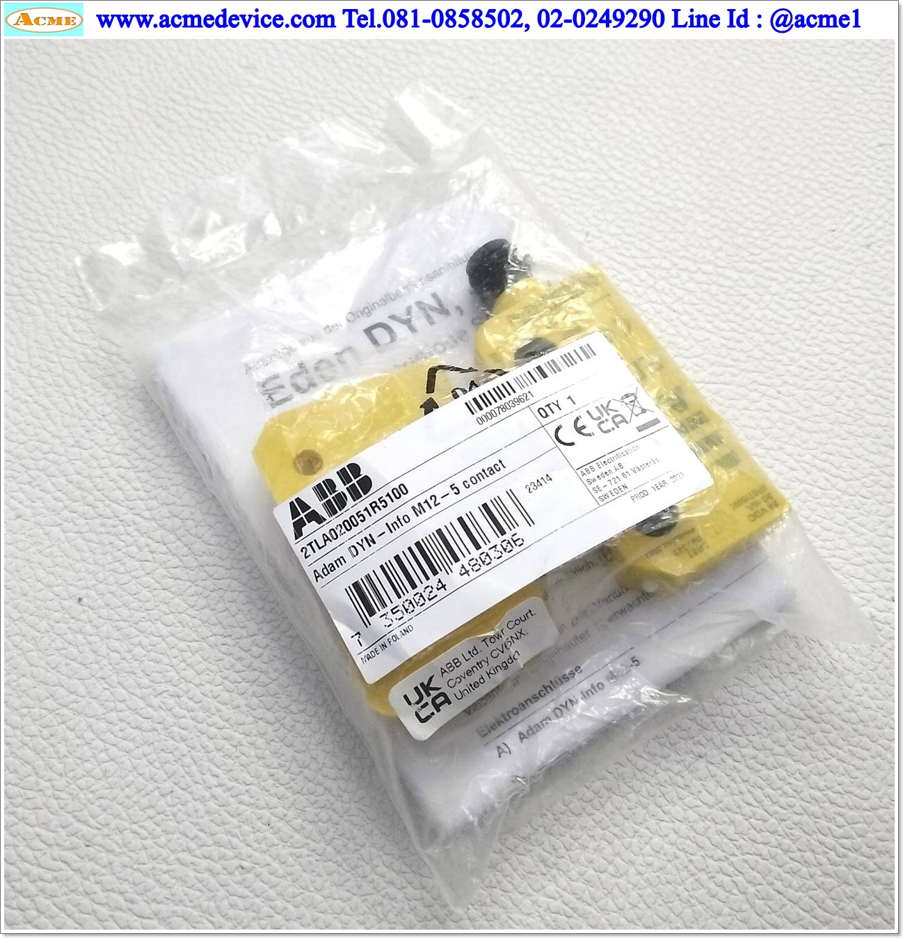 Safety Switch ABB รุ่น Eden รุ่น 2TLA020051R5100, M12, Non - Contact