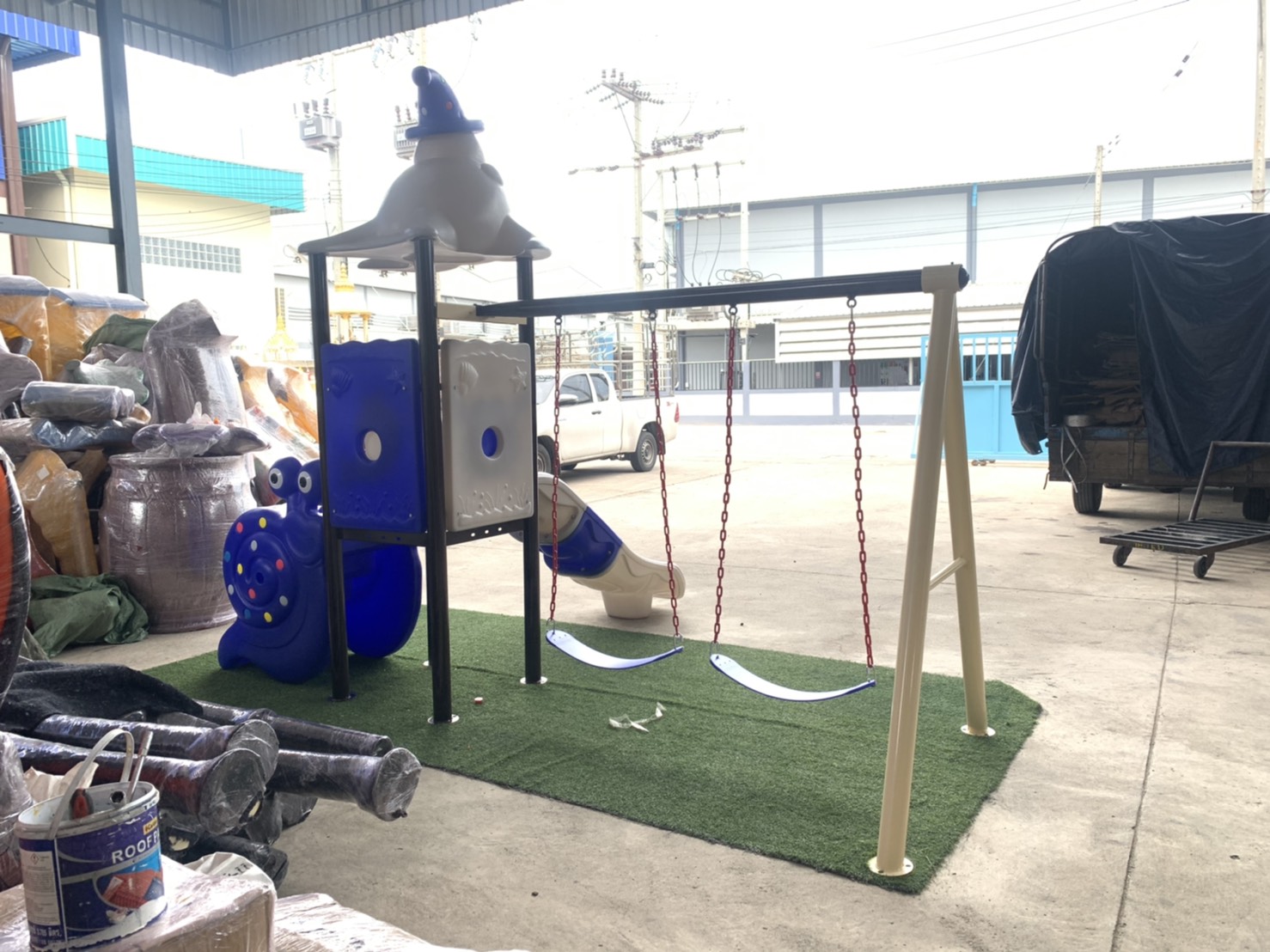 เครื่องเล่นสนาม ชุด เจ้าวอลรัสพร้อมชิงช้า เครื่องเล่นสร้างจินตนาการ