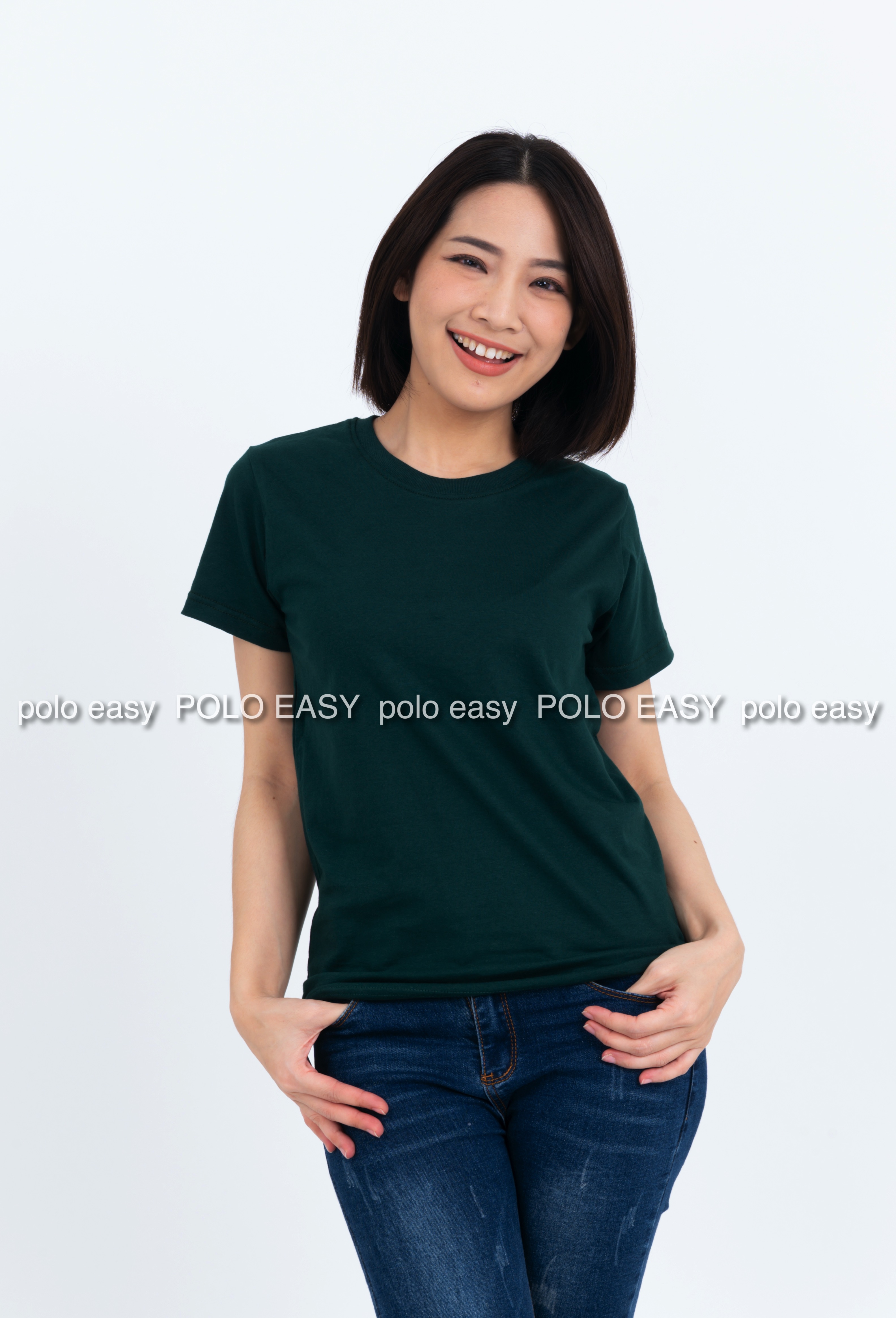 M เสื้อยืด สีเขียวหัวเป็ด คอกลม แขนสั้น Size M