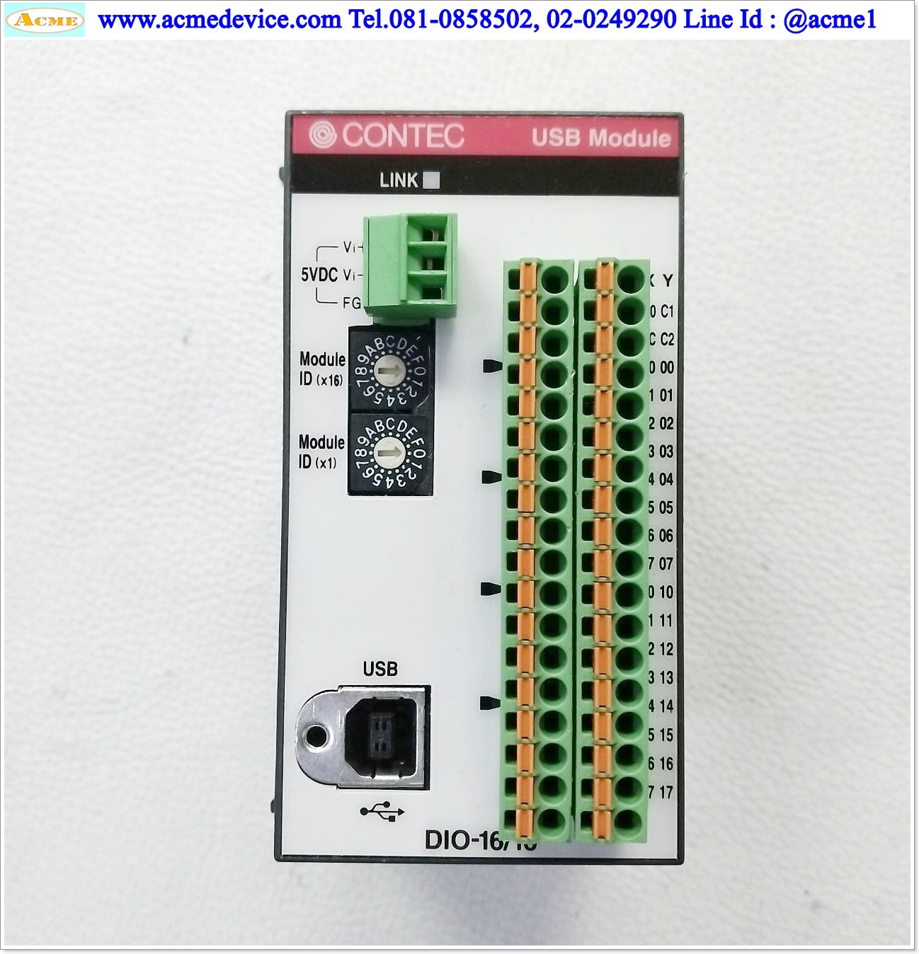 Digital I/O Terminal Contec รุ่น DIO-16/16(USB), F&eIT 2U, unit 16ch/16ch, isolated 12 - 24Vdc