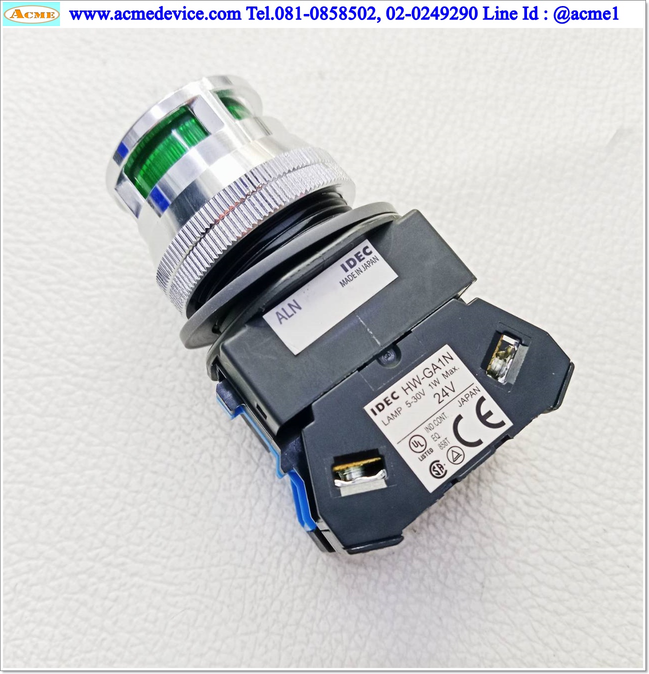 Pushbutton Switch Idec รุ่น ALN22210DNG, 1NO, 24V AC/DC, ขนาด 30 mm