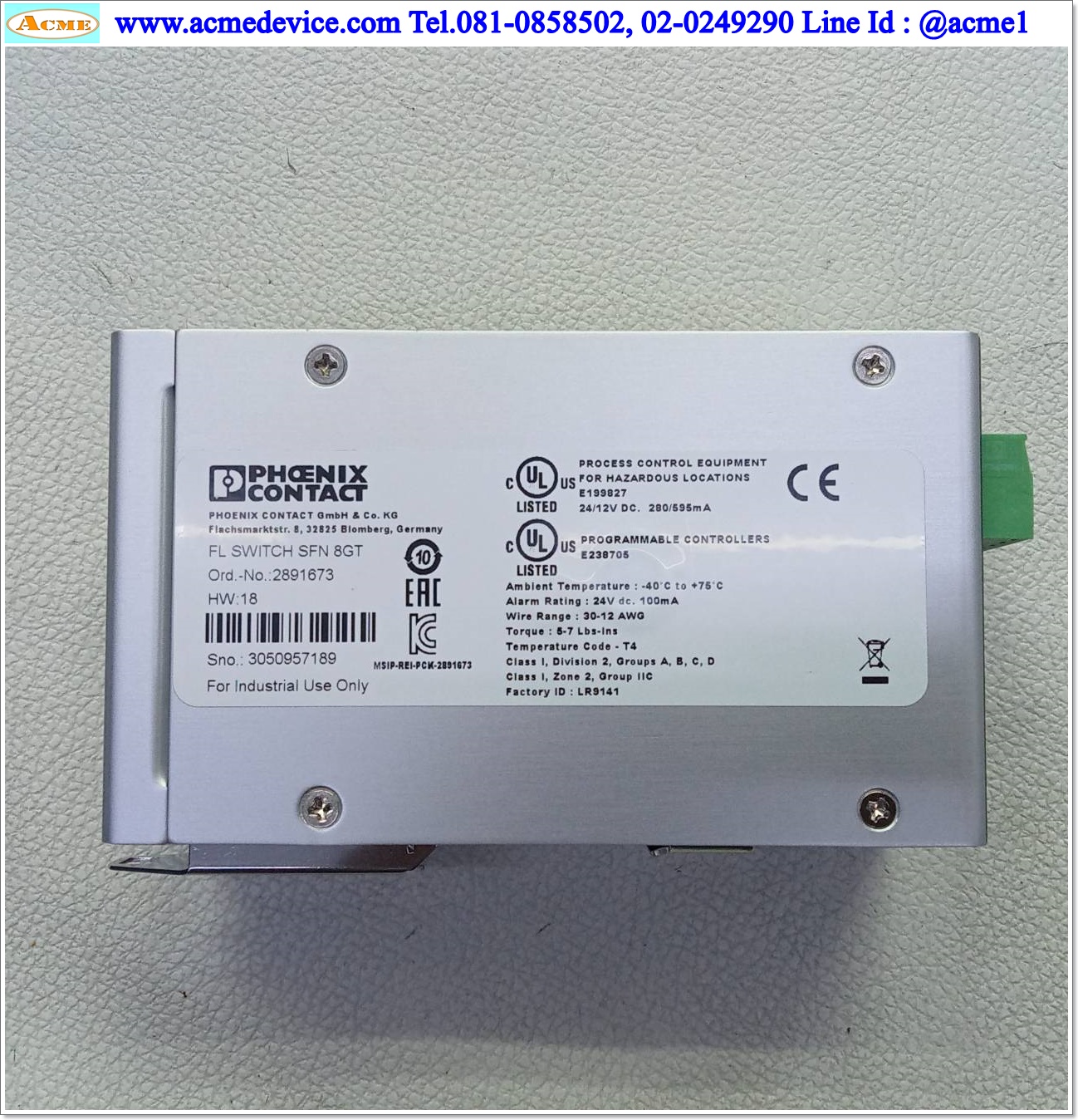Industrial Hub Phoenix contact รุ่น FL SWITCH SFN 8GT, 10/100/1000Mbps, 24Vdc, 8 Port