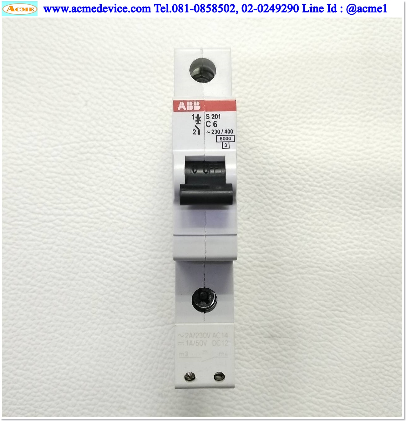 Miniature Circuit Breaker ABB รุ่น S 201 C6, 6A, 1P